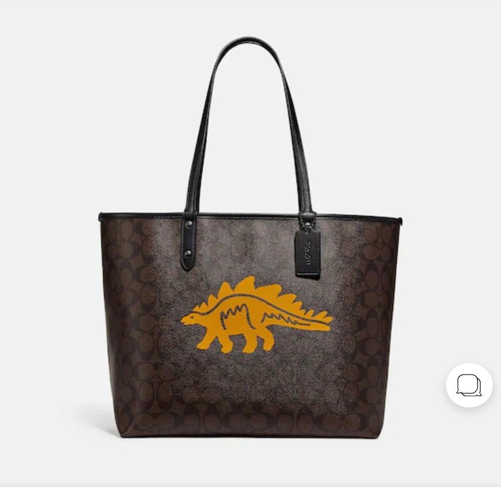 Gently used large Coach dinosaur tote. Missing Coach tag that goes on strap.